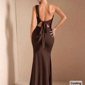 SHEIN One Shoulder Brown Dress